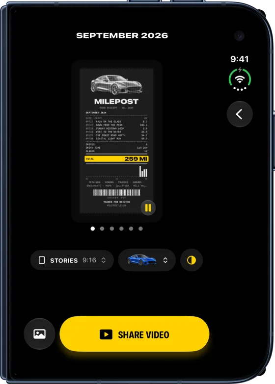 Milepost's monthly recap folded on iPhone Duo in Night Sky